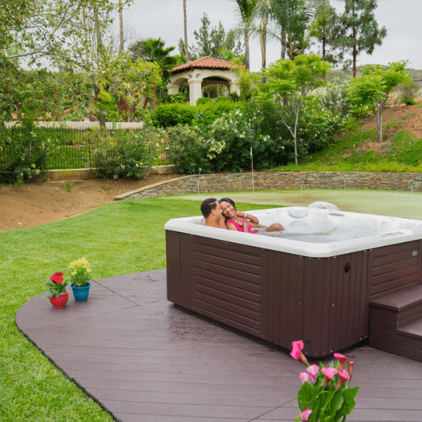 Caldera spa hot tub with scenic mountain view